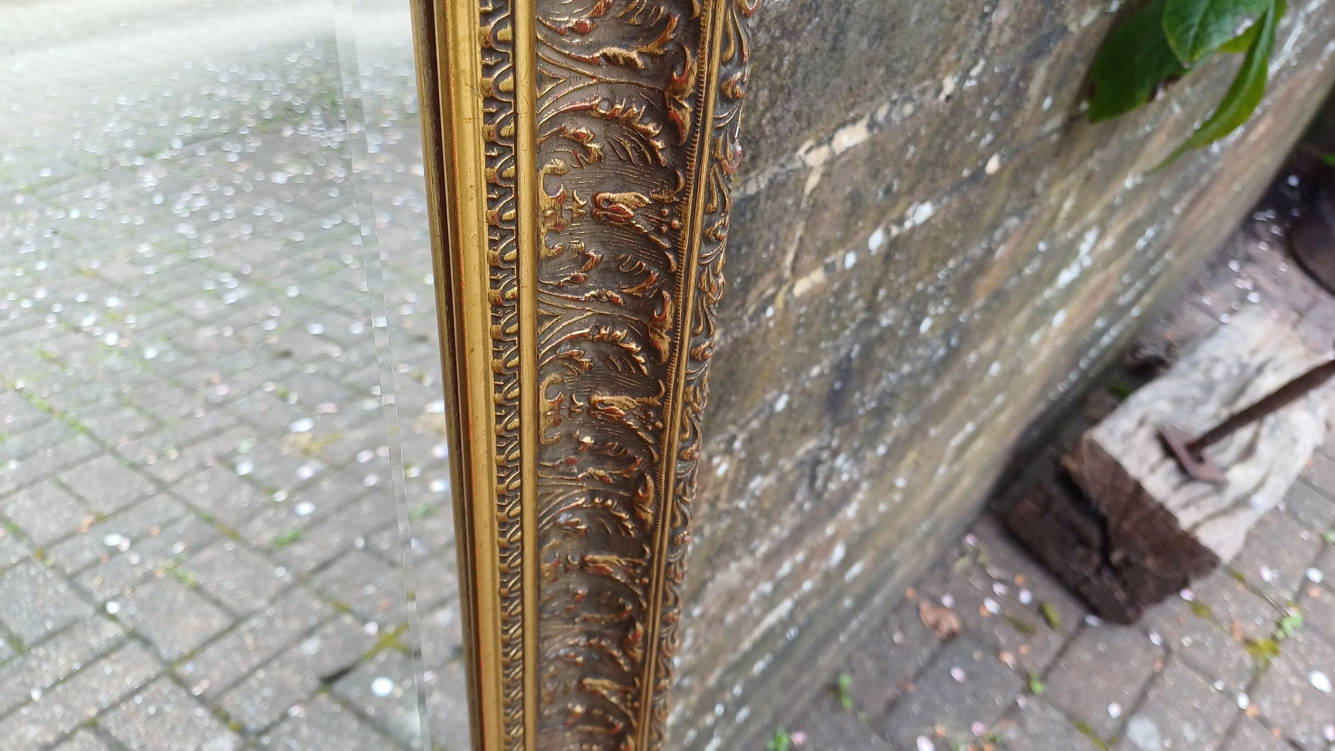 Huge Vintage 80s Gold Gilt Wall Mirror Bevelled.