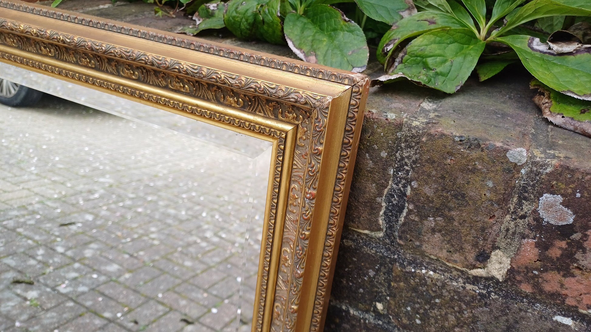 Huge Vintage 80s Gold Gilt Wall Mirror Bevelled.