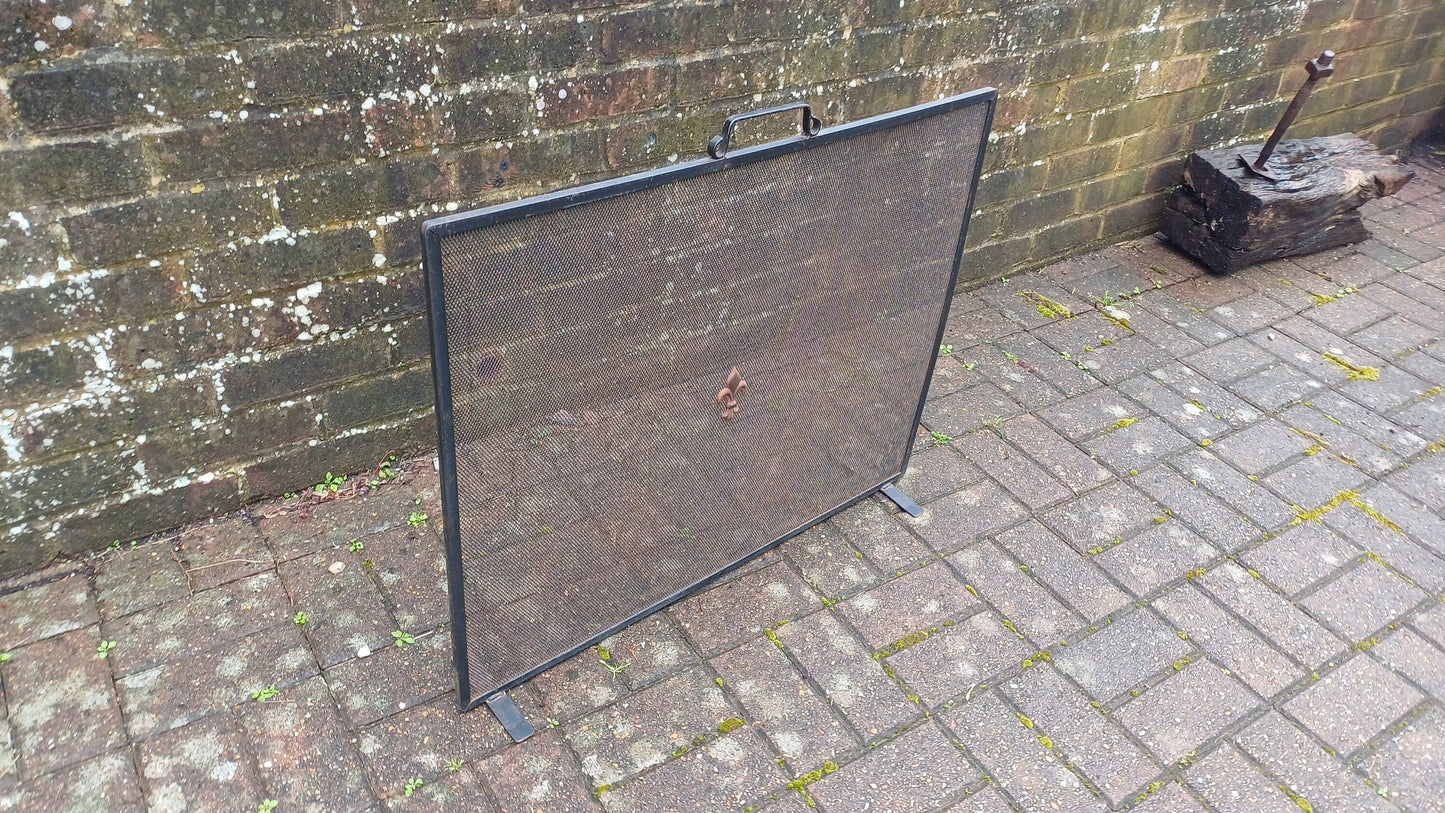 Vintage Metal 70s Fire Screen Guard Gauze Fireplace.
