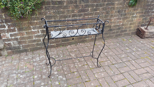 Vintage Retro 50s Metal Planter Plant Display Slate Bottom