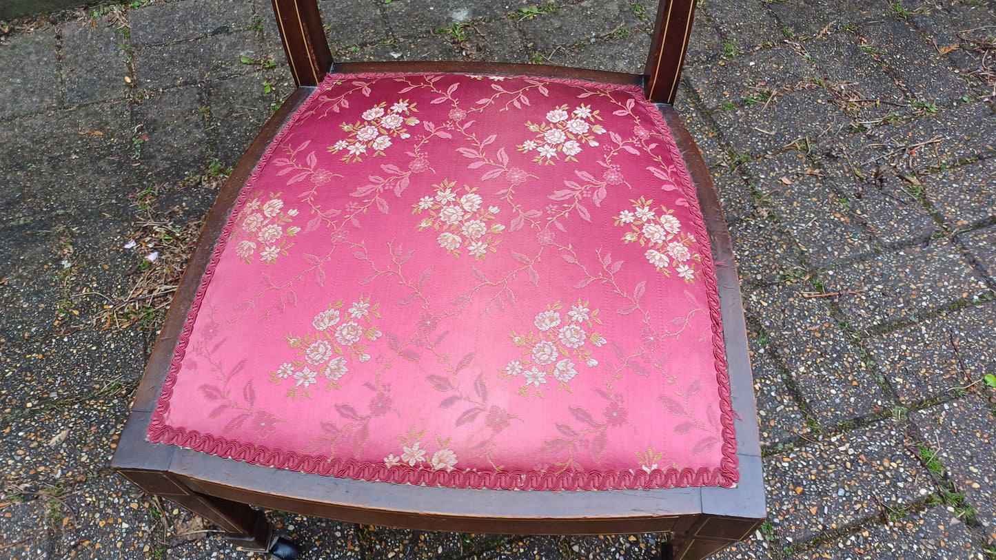 Vintage Inlaid Upholstered Occasional Bedroom Chair VGC
