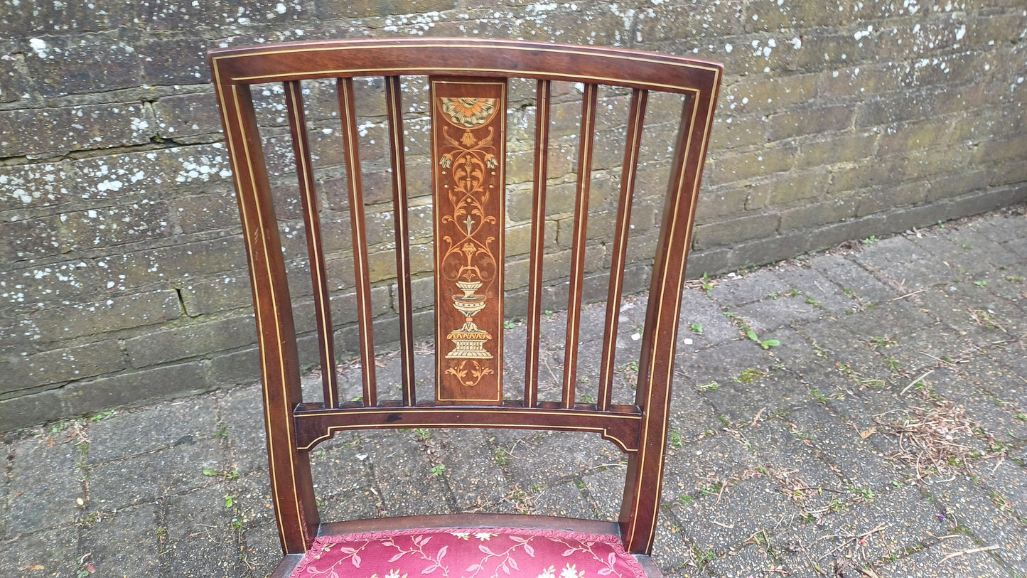 Vintage Inlaid Upholstered Occasional Bedroom Chair VGC