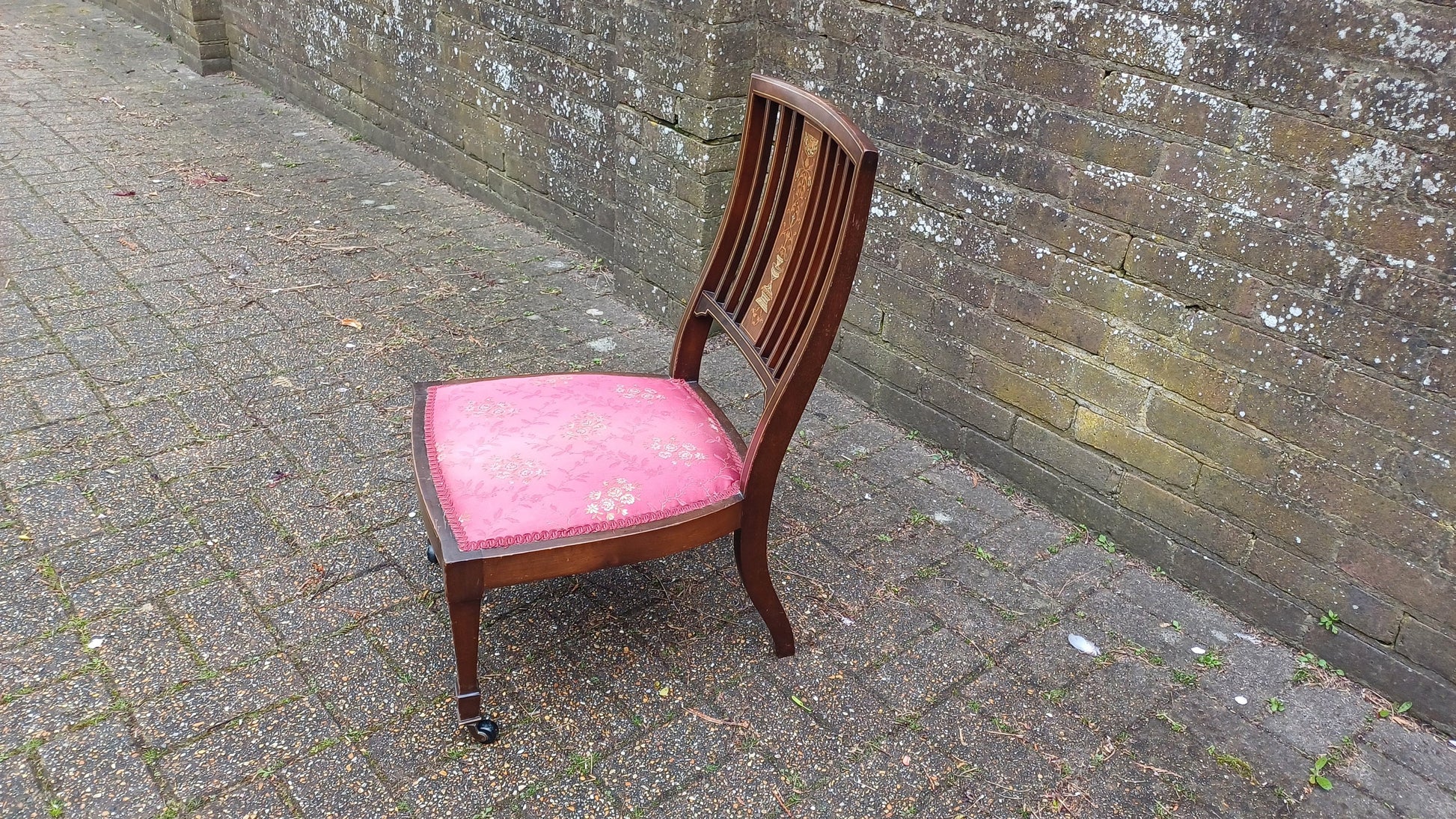 Vintage Inlaid Upholstered Occasional Bedroom Chair VGC