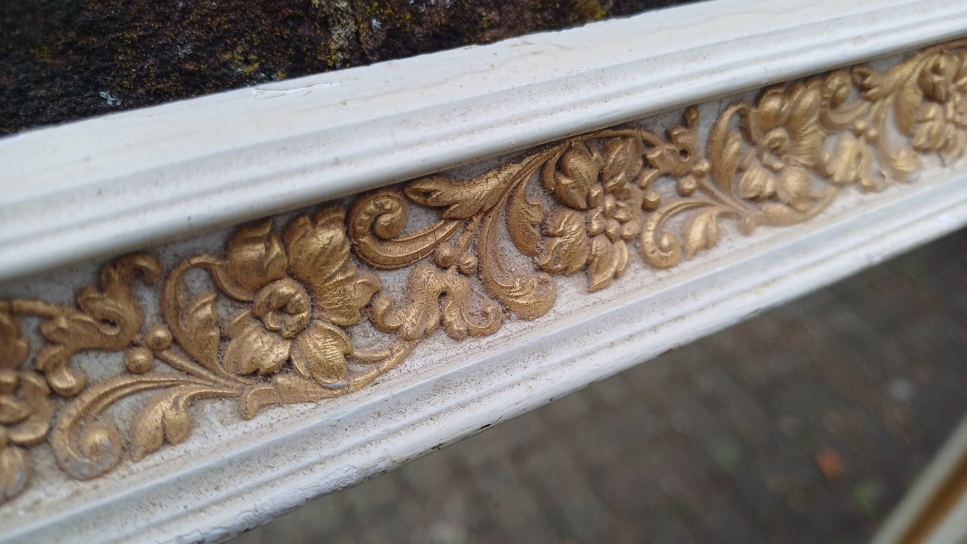 Vintage Painted Early 20th Century Wall Mirror with Gold Decoration.