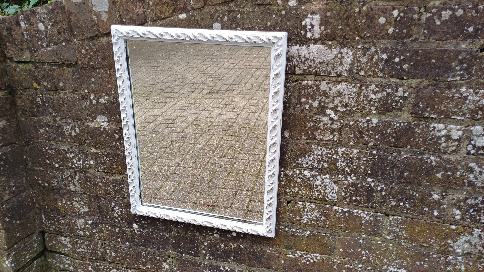 Vintage Painted Ornate 60s 70s Wall Mirror Farrow and Ball Gold Highlights