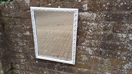 Vintage Painted Ornate 60s 70s Wall Mirror Farrow and Ball Gold Highlights
