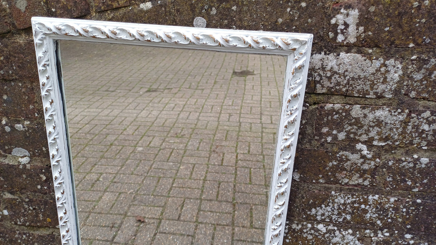 Vintage Painted Ornate 60s 70s Wall Mirror Farrow and Ball Gold Highlights