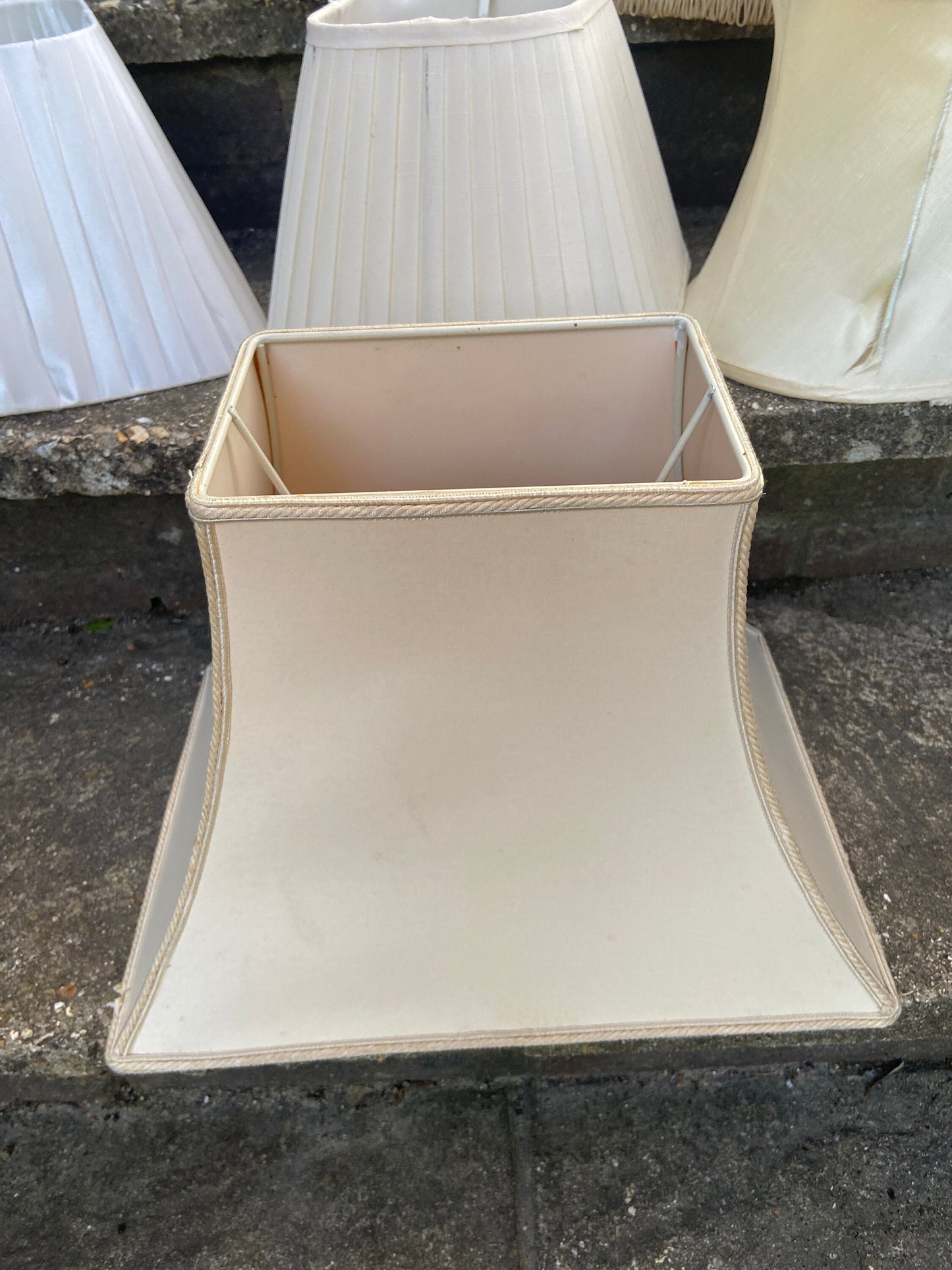 Six vintage lamp shades square, rectangular, oval vintage lamp shades, lampshades