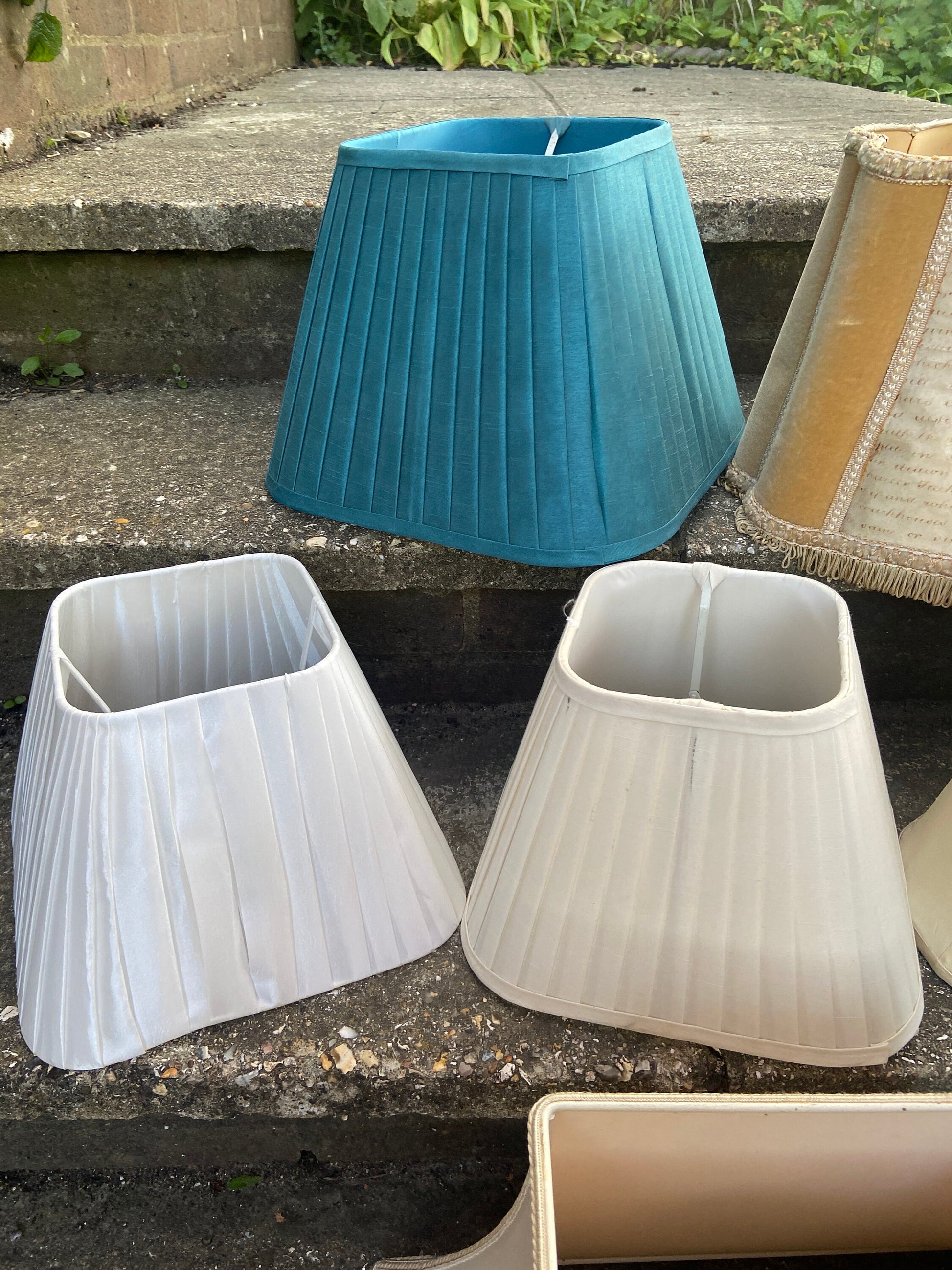 Six vintage lamp shades square, rectangular, oval vintage lamp shades, lampshades