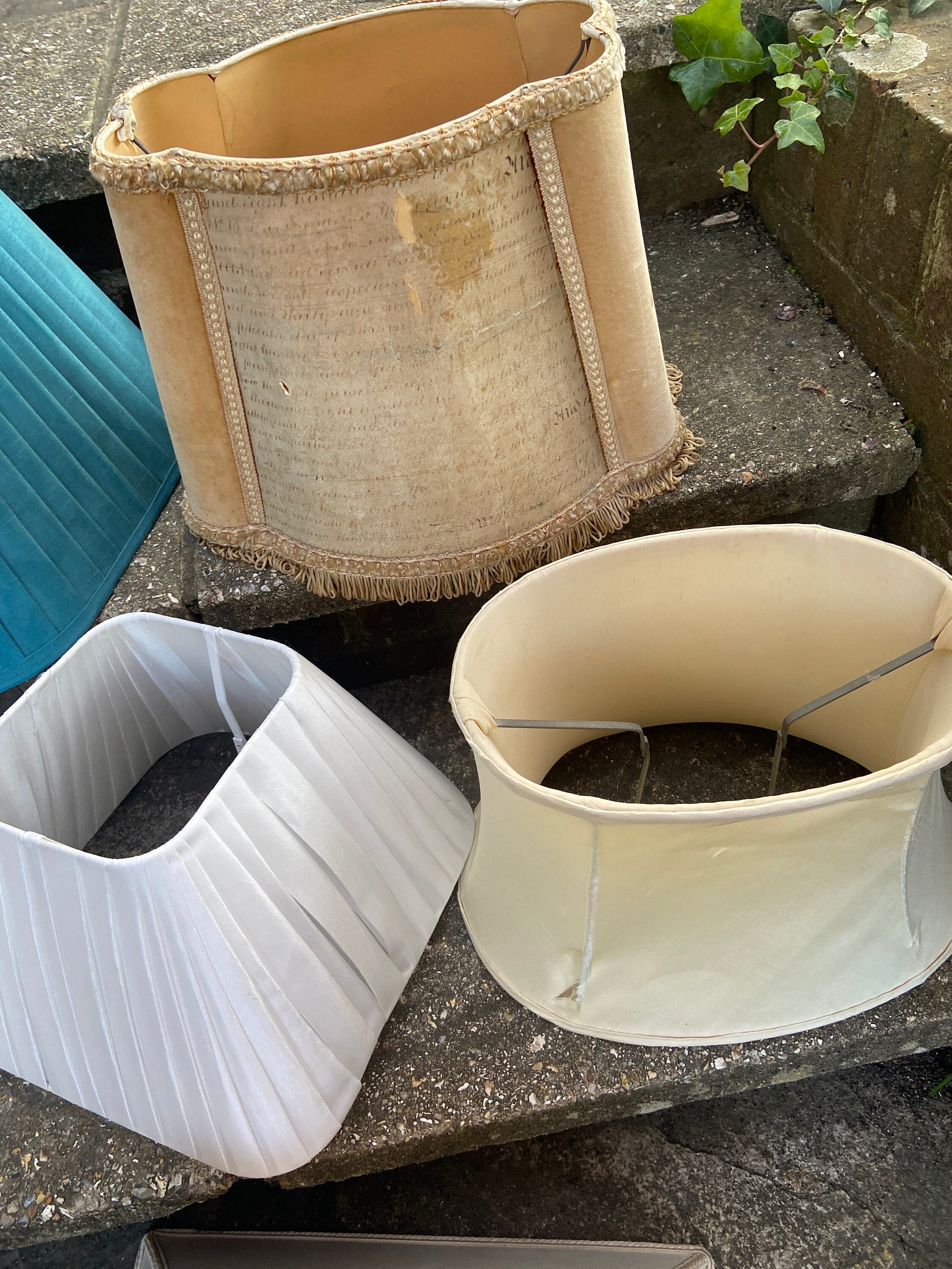Six vintage lamp shades square, rectangular, oval vintage lamp shades, lampshades