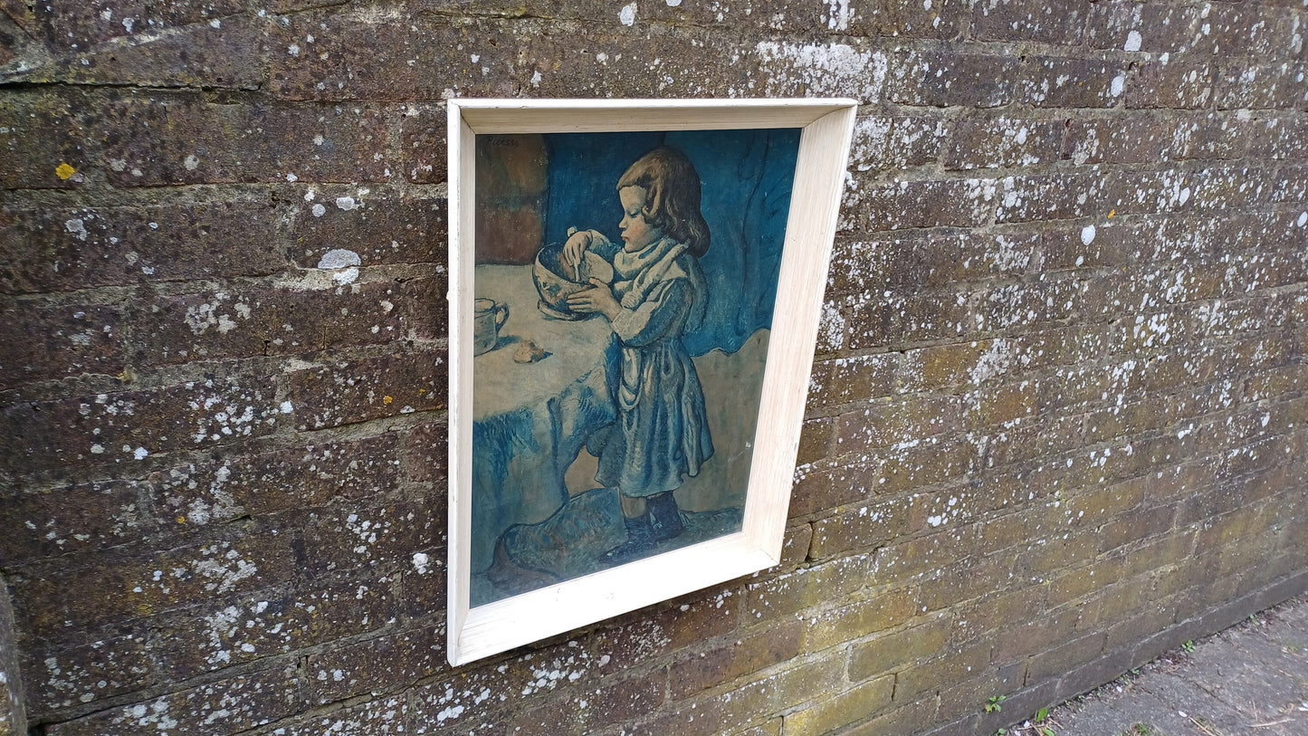 Large Picasso Print 1950’s ‘The Gourmet’ Painted White Frame 53 x 47 cm