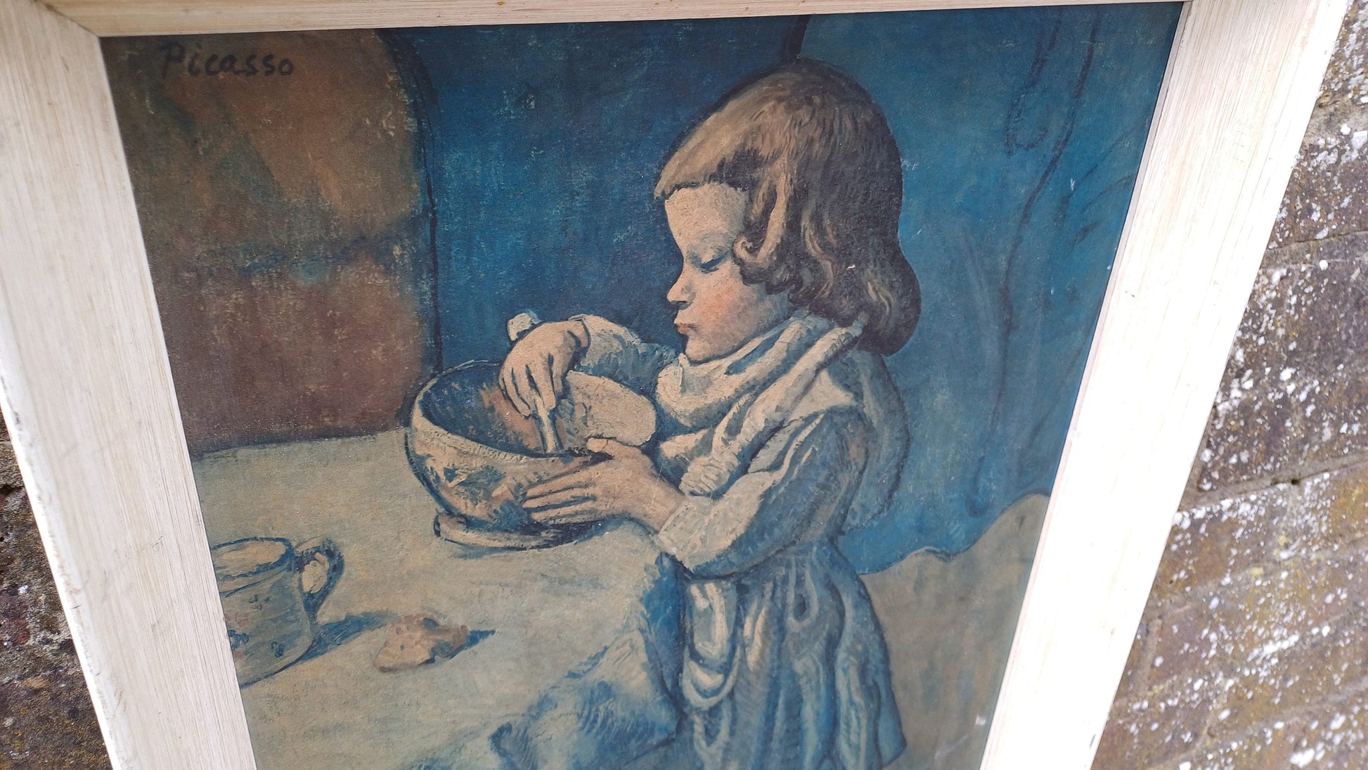 Large Picasso Print 1950’s ‘The Gourmet’ Painted White Frame 53 x 47 cm