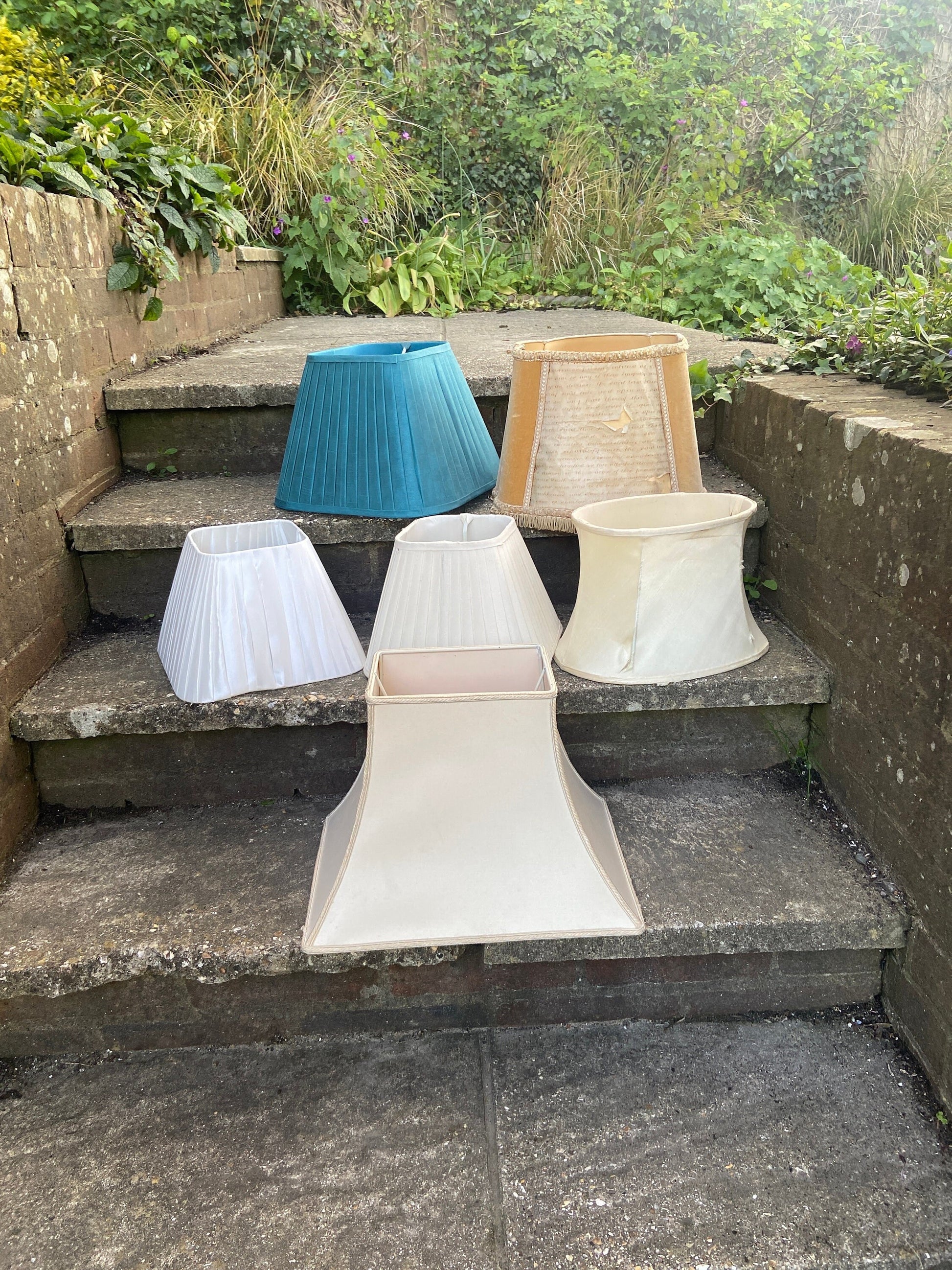 vintage lamp shades, vintage lampshades, six shades