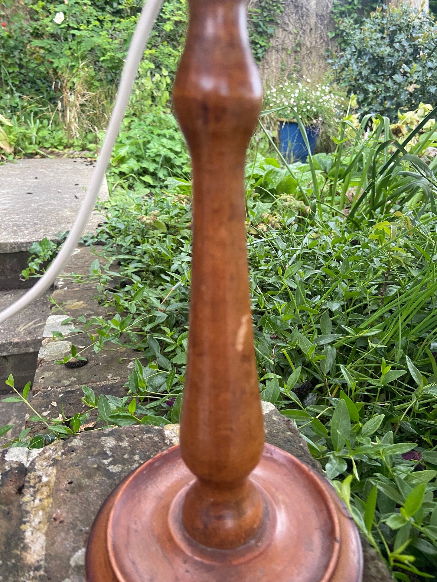 Delightful vintage antique wooden candlestick refurbed lamp - wooden table lamp