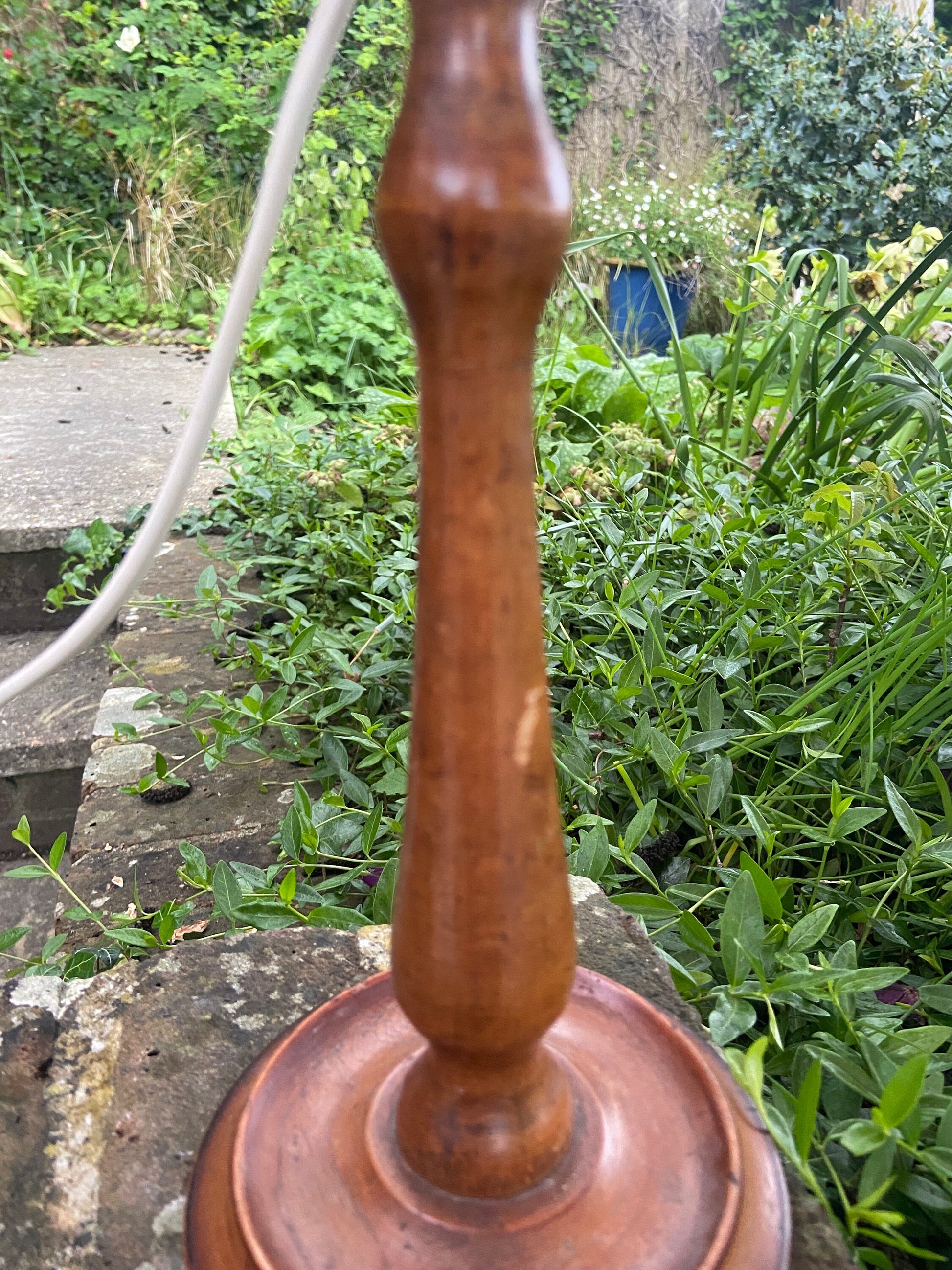 Delightful vintage antique wooden candlestick refurbed lamp - wooden table lamp