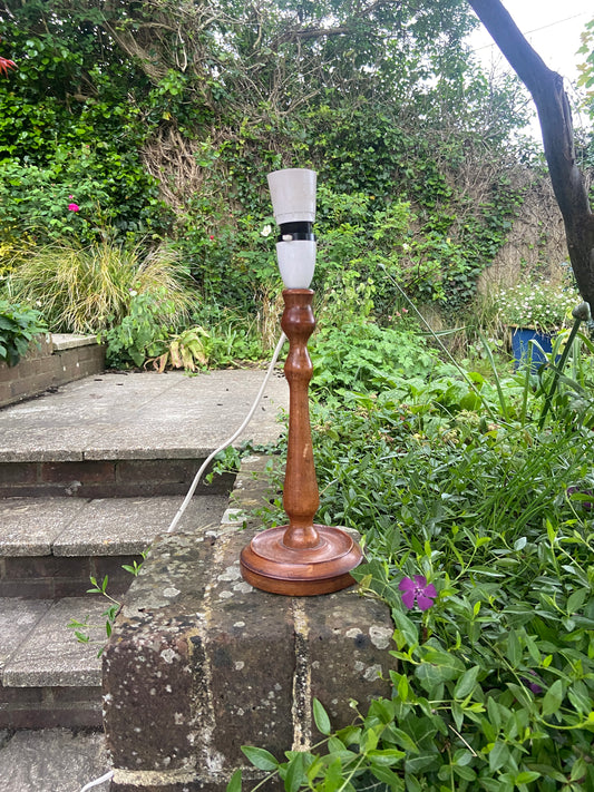 Delightful vintage antique wooden candlestick refurbed lamp - wooden table lamp