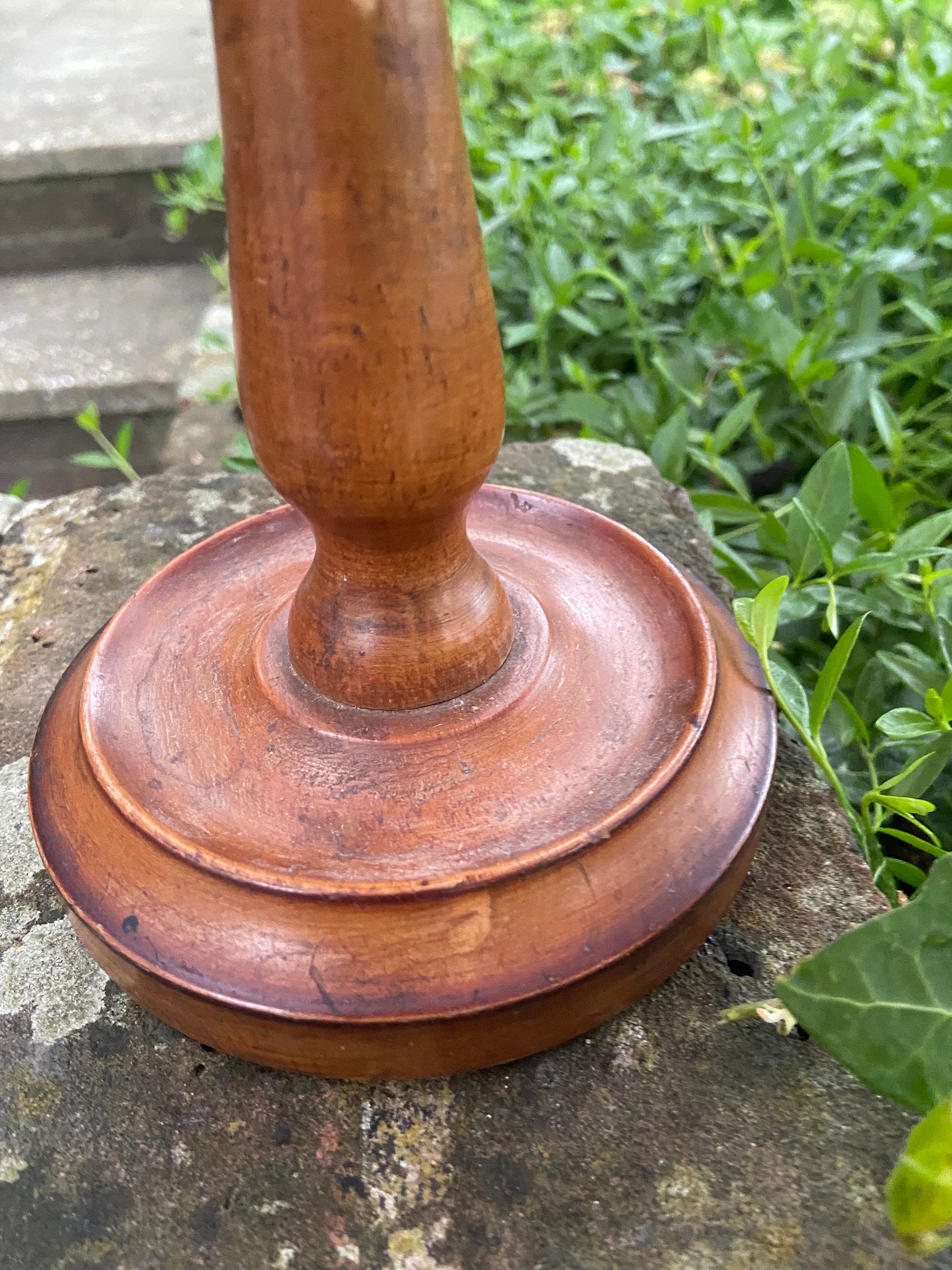 Delightful vintage antique wooden candlestick refurbed lamp - wooden table lamp
