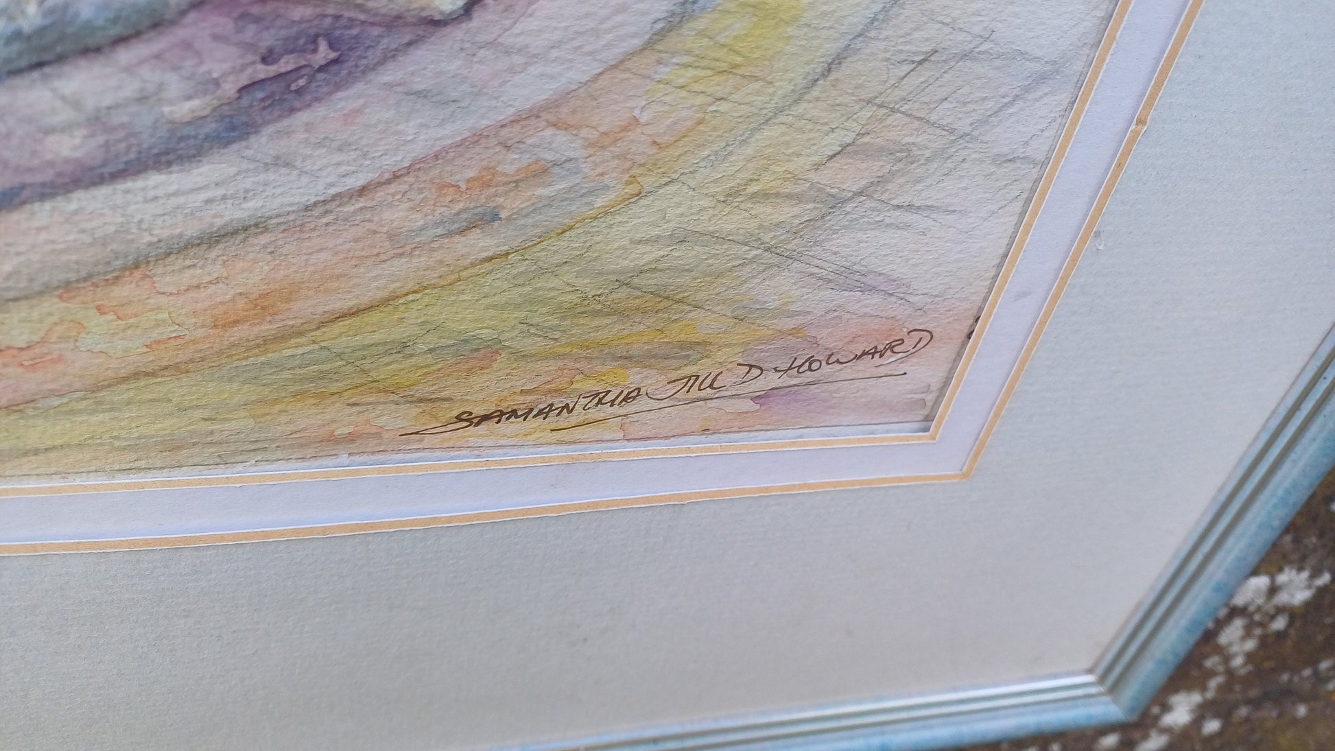 Wonderful large original water colour, water colour painting of Images of Dianas Garden Copinger Hall, by Samantha Jill D Howard, pond