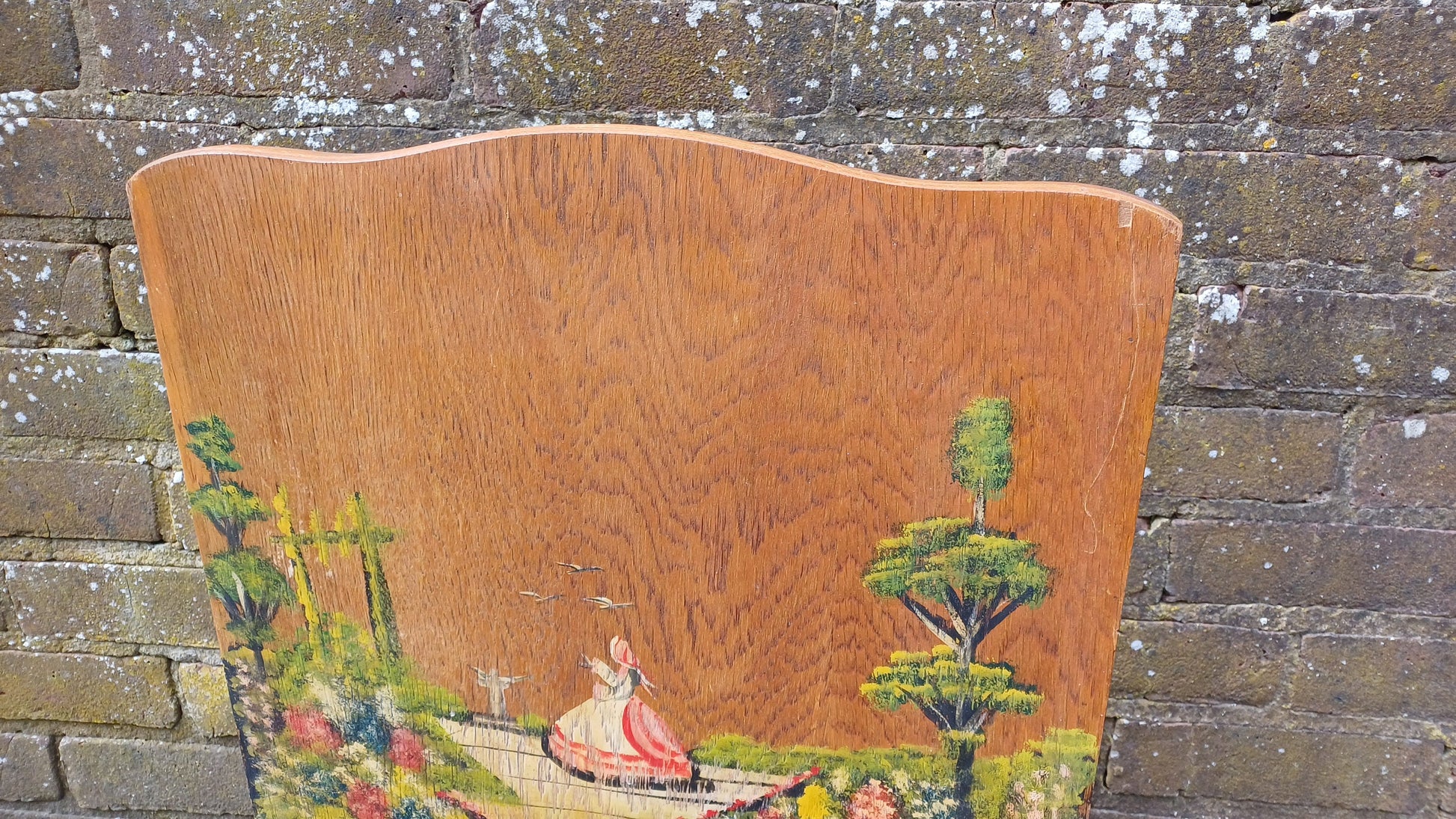 Sweet Vintage Retro 50s Crinoline Lady Swans Still Life Hand Painted Fire Screen Guard.