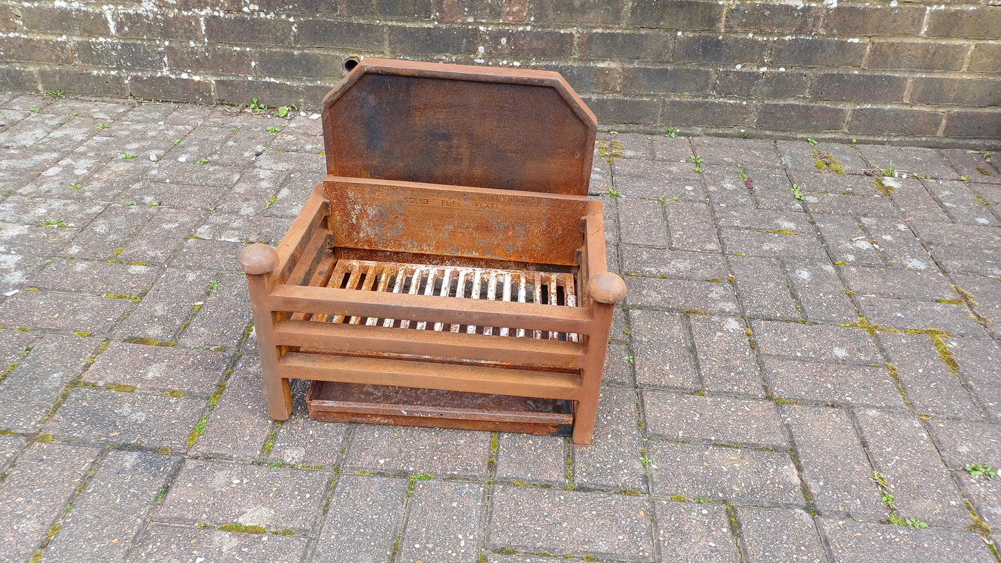 Vintage Solid Iron Fireplace Inset Hearth ‘Gallery’ Fire Basket
