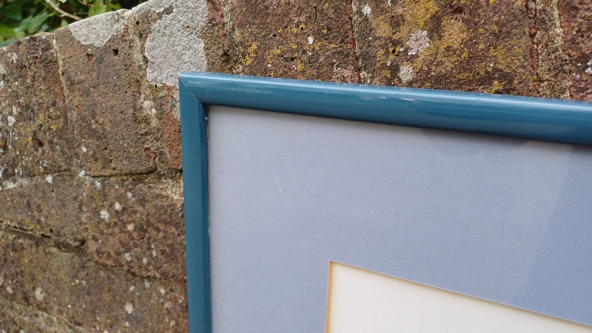 Original 1980s ink drawing and watercolour of Hvar, Croatia street scene - accomplished - framed in vintage blue wooden frame