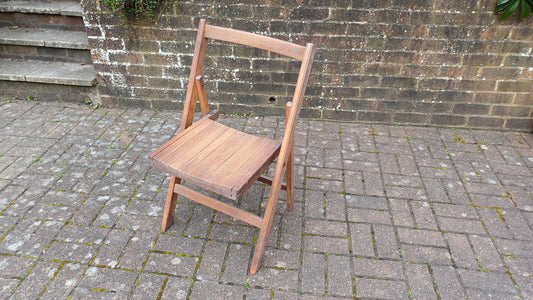Pre-War Vintage Solid Beech Folding Chair Inside or Garden
