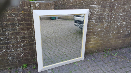 Huge Vintage Painted Shabby Chic Wall or Over Mantel Mirror Bespoke Upcycled. Farrow and Ball Light Grey