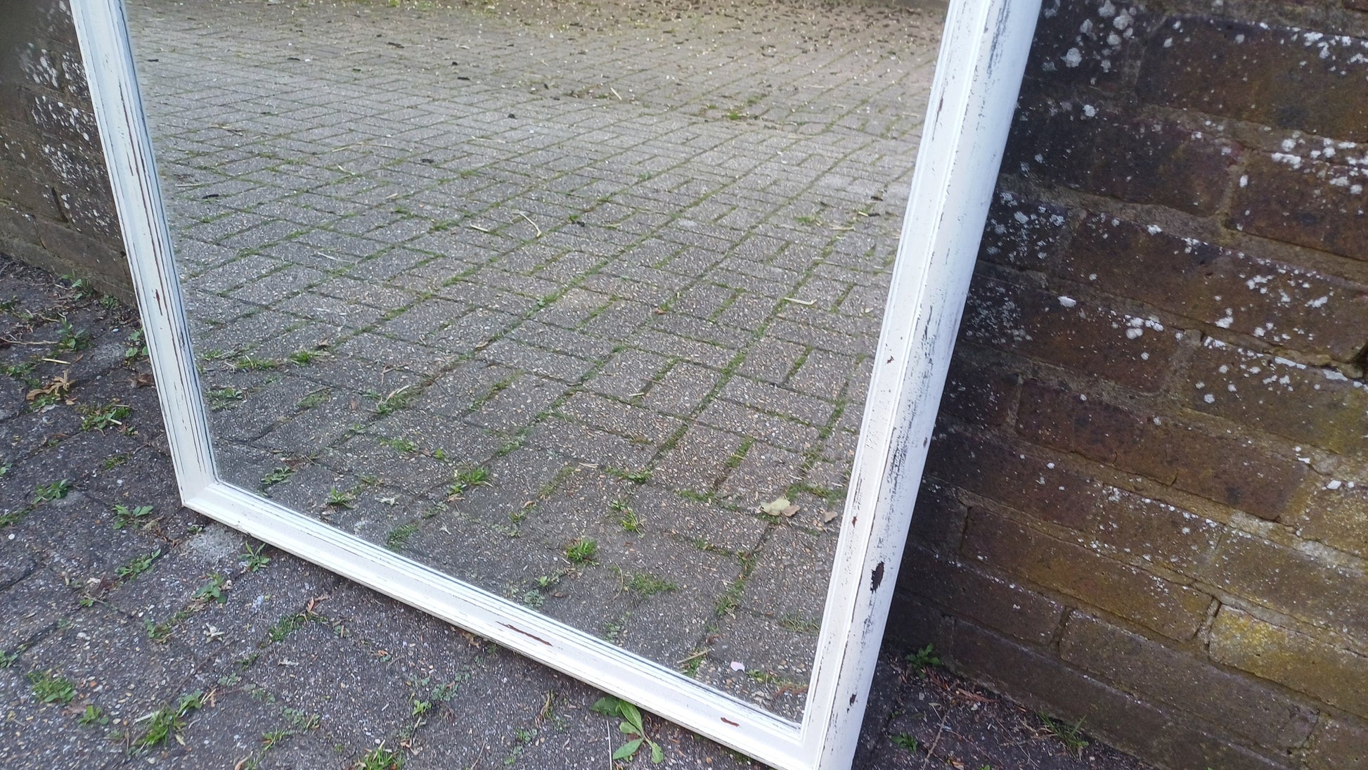 Vintage Painted Shabby Chic Wall or Over Mantel Mirror Bespoke Upcycled. Farrow and Ball Cream.