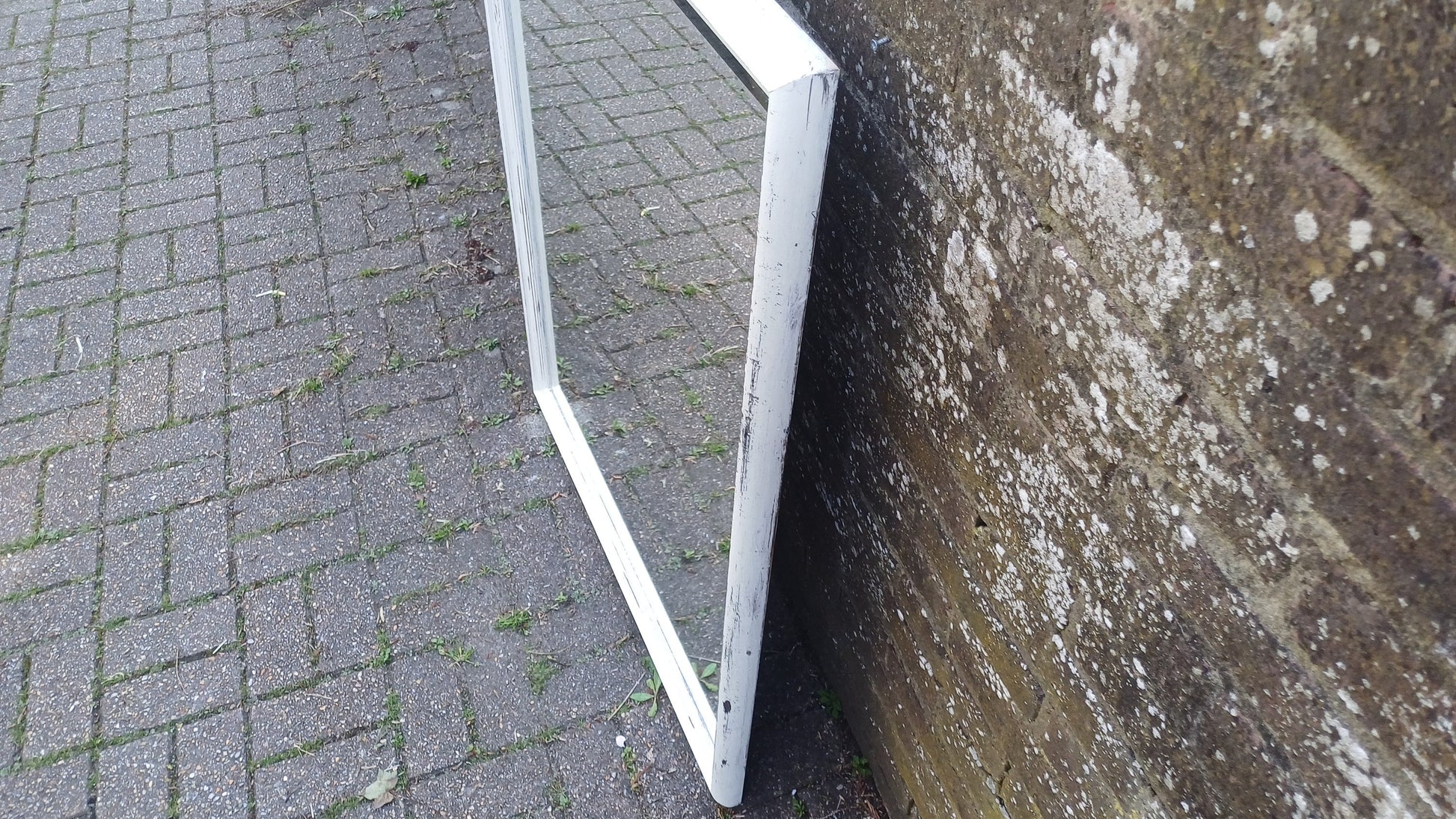 Vintage Painted Shabby Chic Wall or Over Mantel Mirror Bespoke Upcycled. Farrow and Ball Cream.
