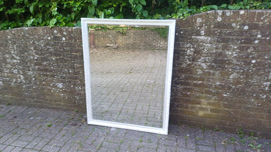 Huge Vintage Painted Shabby Chic Wall or Over Mantel Mirror Bespoke Upcycled. 132 x 102 cm
