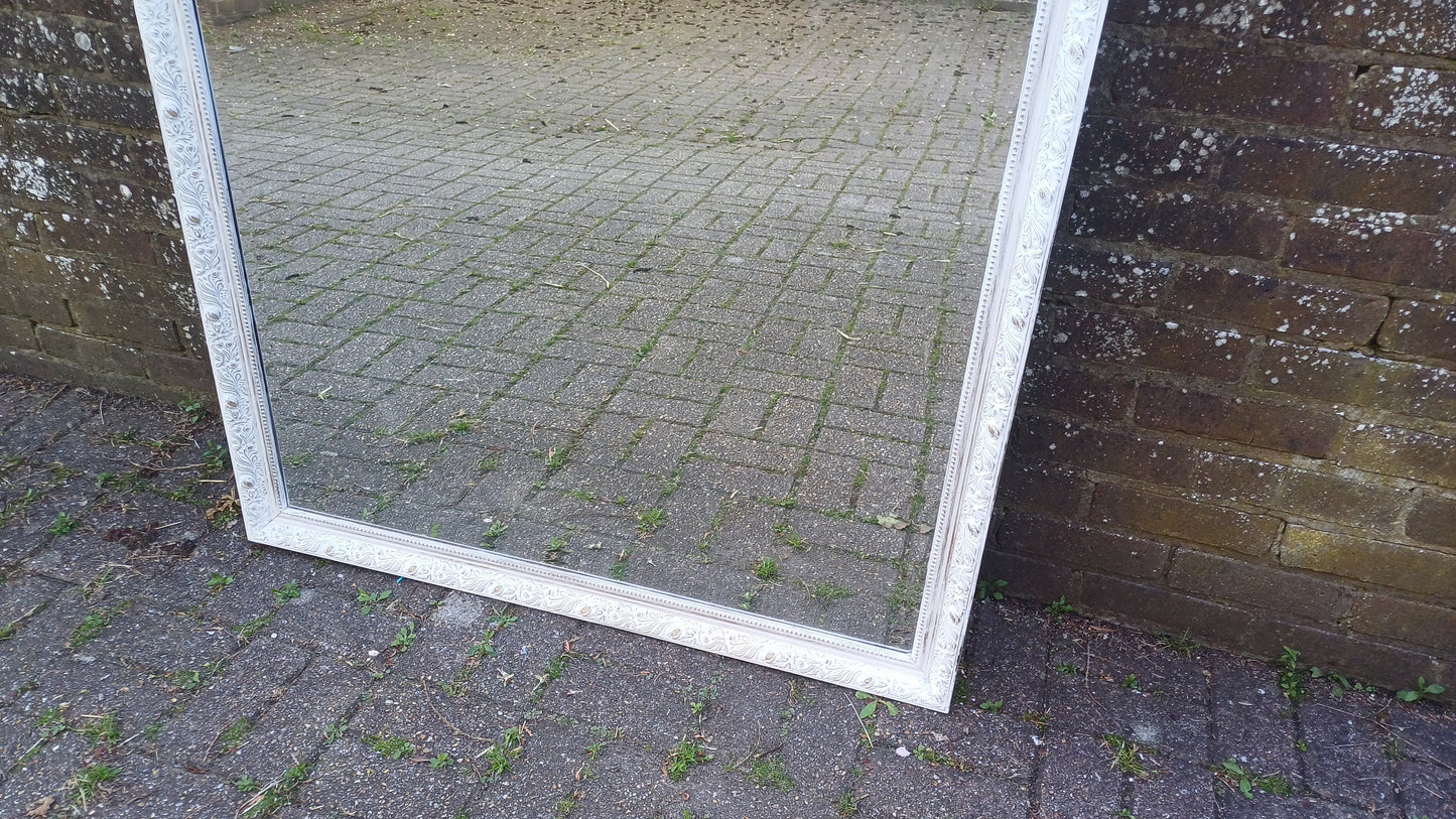 Huge Vintage Painted Shabby Chic Wall or Over Mantel Mirror Bespoke Upcycled. 132 x 102 cm