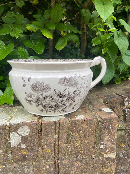 black and white indoor planter plantpot, plant pot - chamber pot, potty