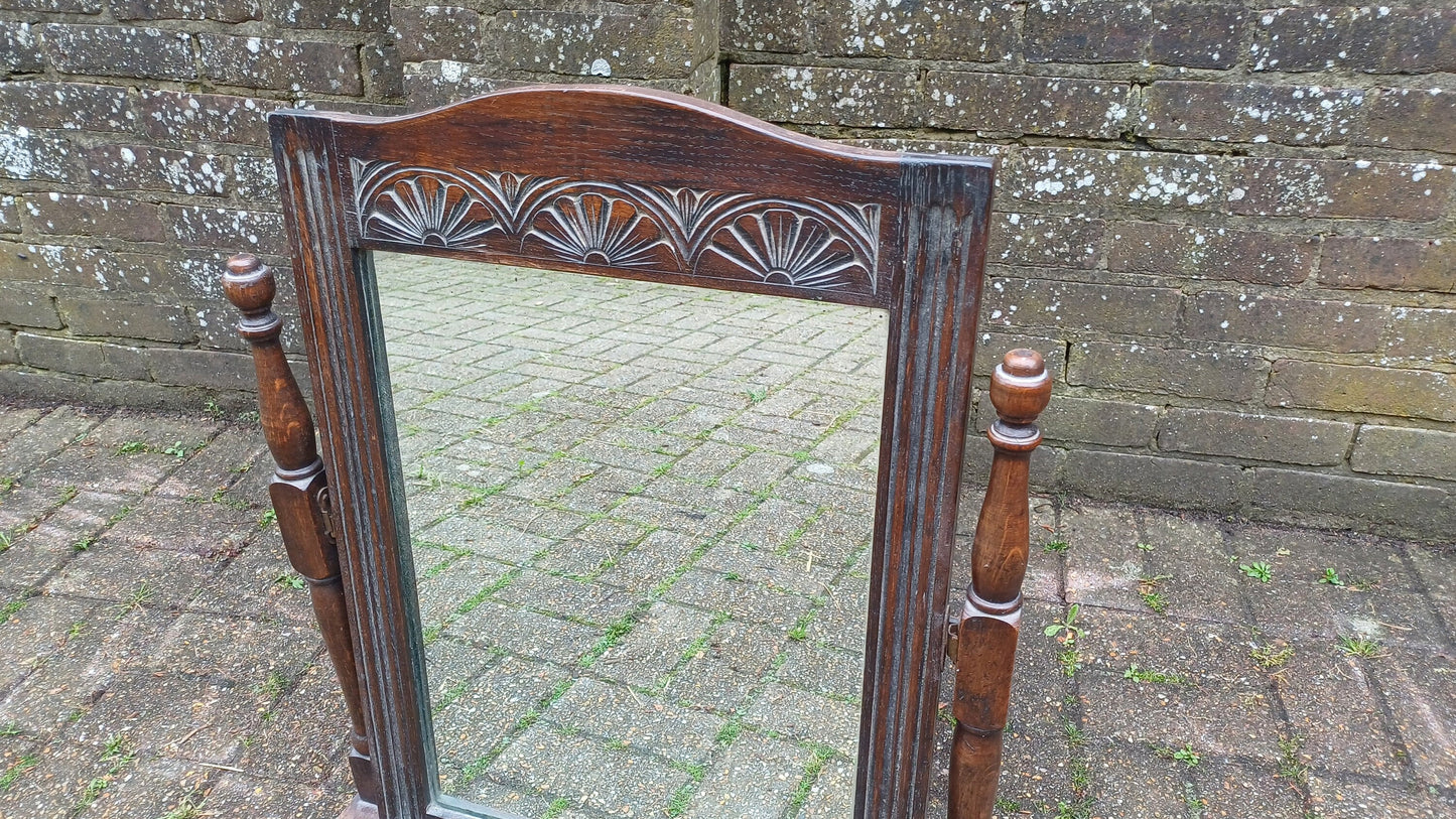 Vintage Solid Oak 1920s Oak Swing Mirror