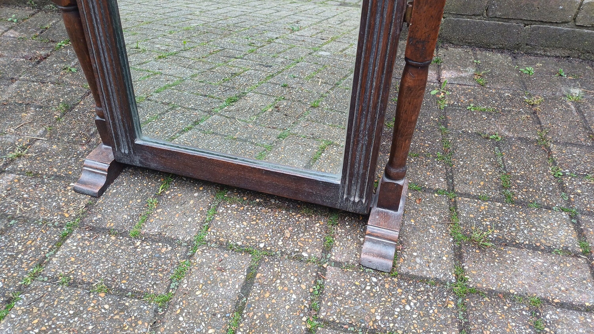 Vintage Solid Oak 1920s Oak Swing Mirror