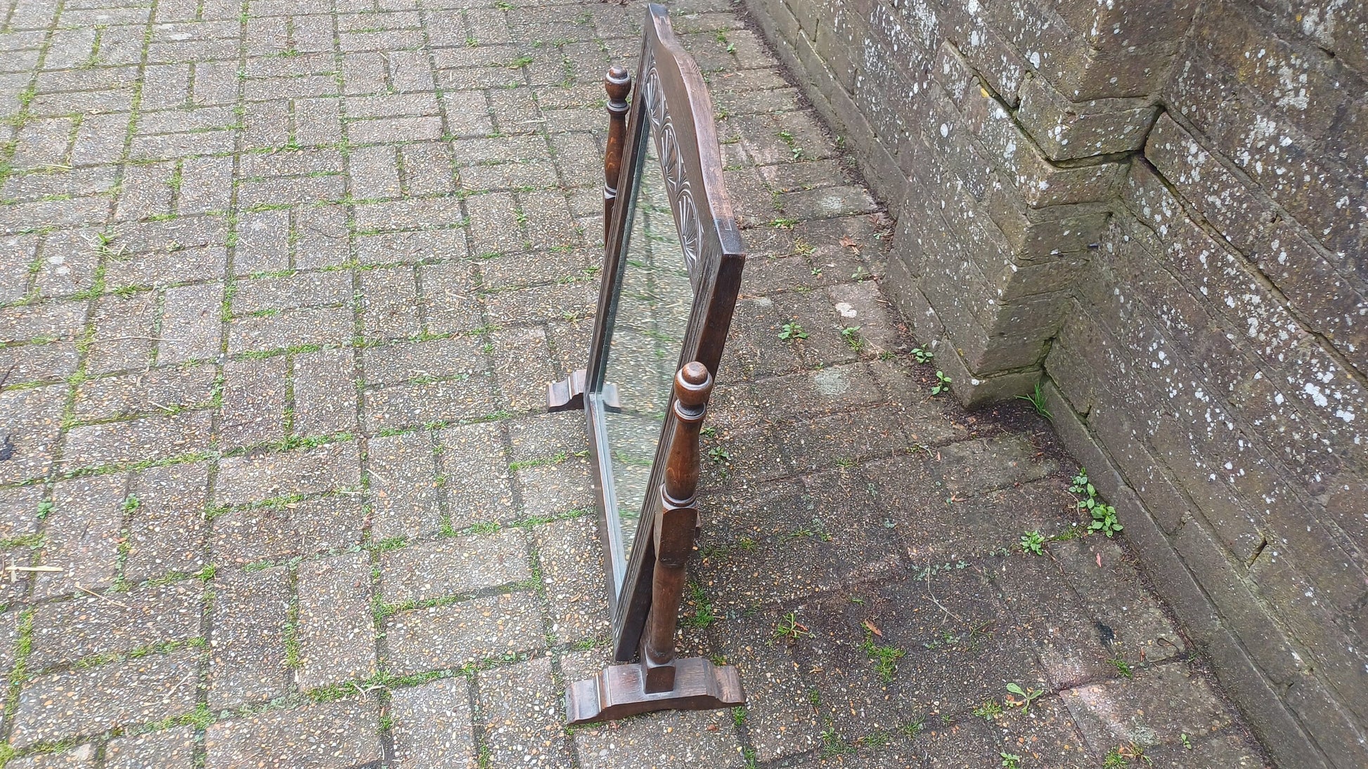 Vintage Solid Oak 1920s Oak Swing Mirror