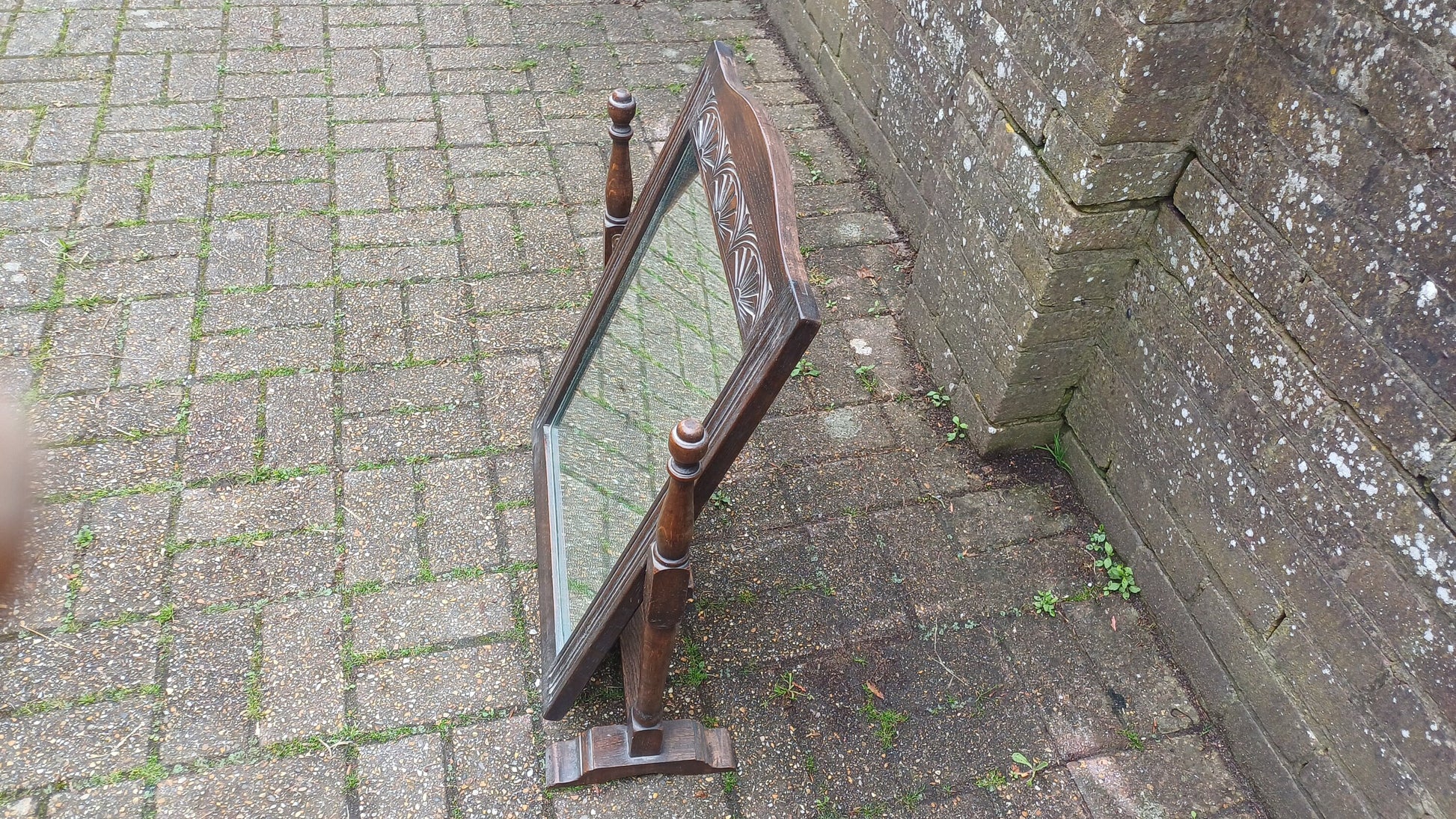 Vintage Solid Oak 1920s Oak Swing Mirror