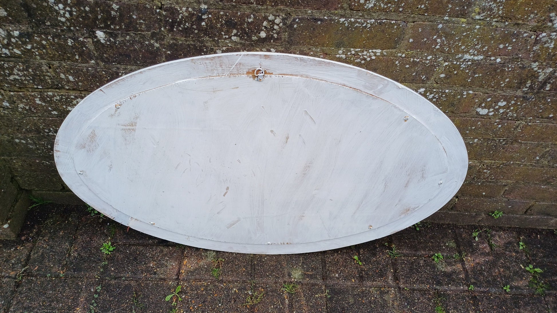 Huge Vintage Painted Shabby Chic Wall or Over Mantel Mirror Bespoke Upcycled. Farrow and Ball Wimborne White.
