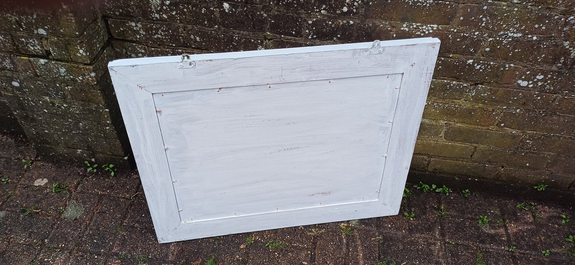 Huge Vintage Painted Shabby Chic Wall or Over Mantel Mirror Bespoke Upcycled. Farrow and Ball Light Blue