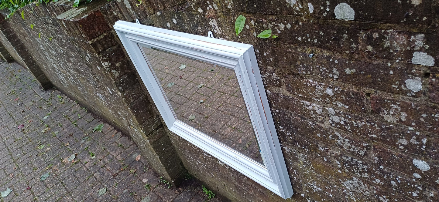 Huge Vintage Painted Shabby Chic Wall or Over Mantel Mirror Bespoke Upcycled. Farrow and Ball Light Blue