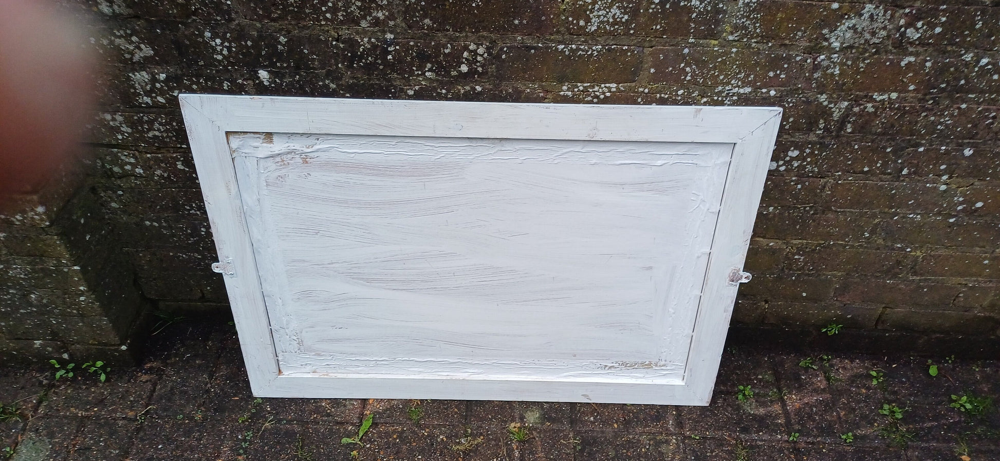 Large Vintage Painted Shabby Chic Wall or Over Mantel Mirror Bespoke Upcycled. Farrow and Ball Light Blue Grey