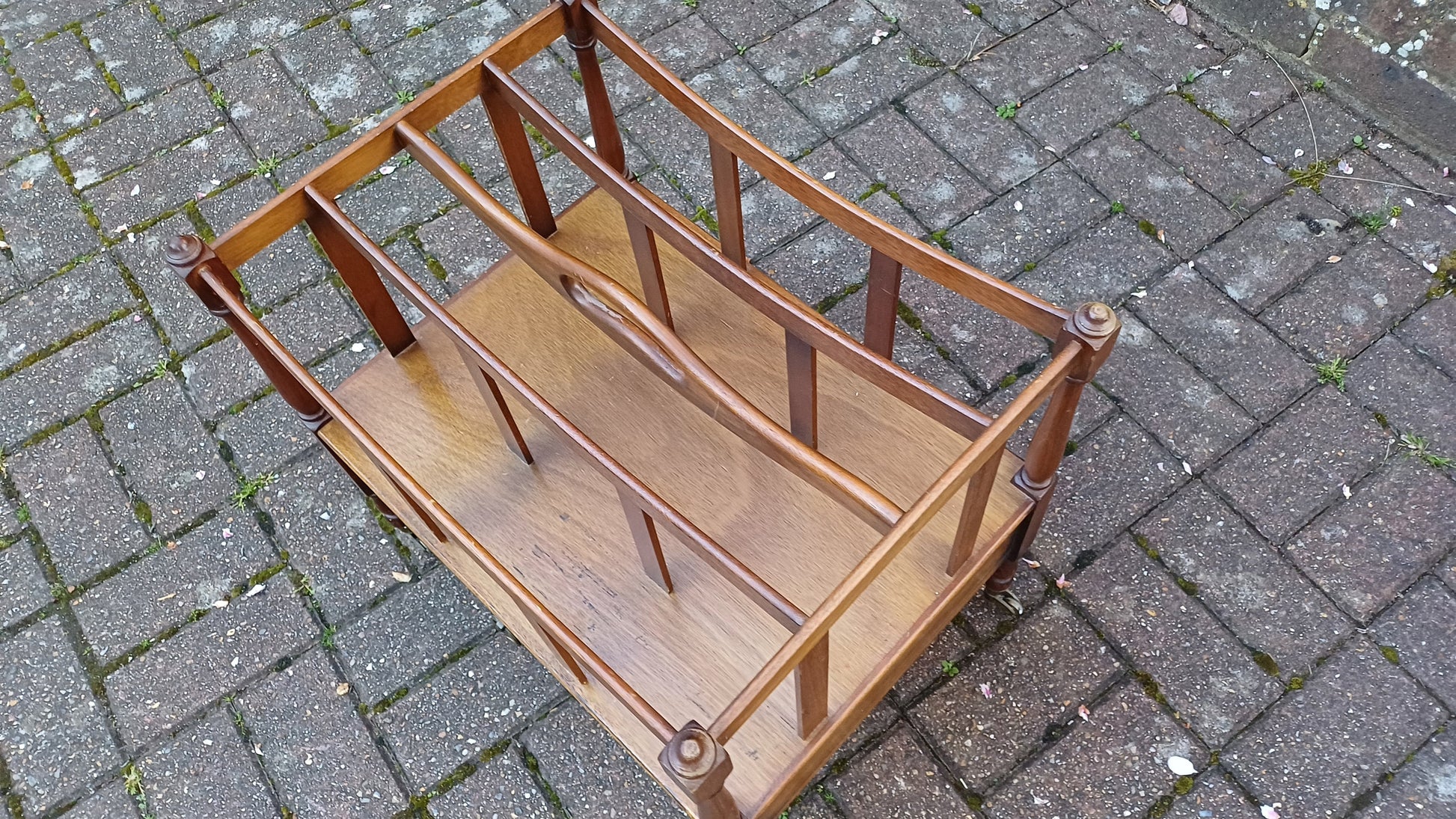 Vintage Mahogany Magazine Rack Canterbury with Drawer.