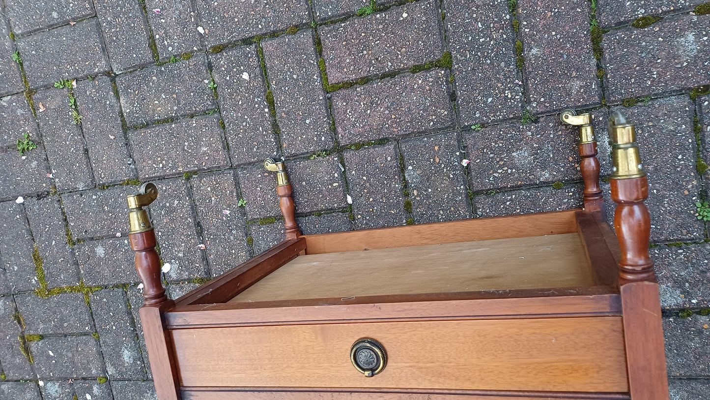 Vintage Mahogany Magazine Rack Canterbury with Drawer.