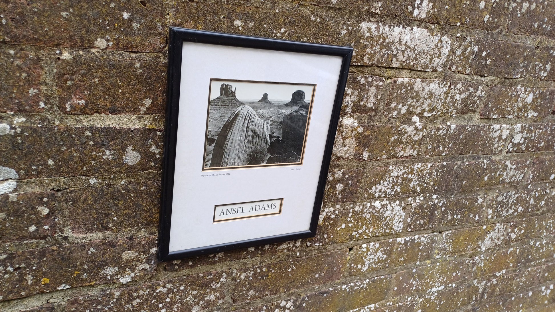 Vintage Ansel Adams black and white photograph pf Monument Valley, Arizona 1958, professionally framed in vintage frame