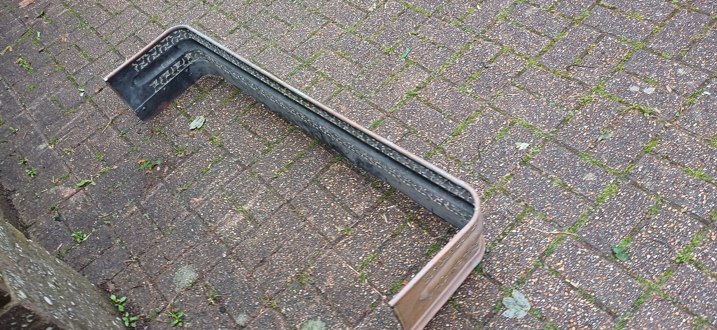 Large Vintage Late Victorian Brass Fender Fire Guard Curb Pierced Decoration.