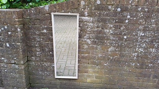 Long Painted Vintage 70’s White and Gold Wall Mirror