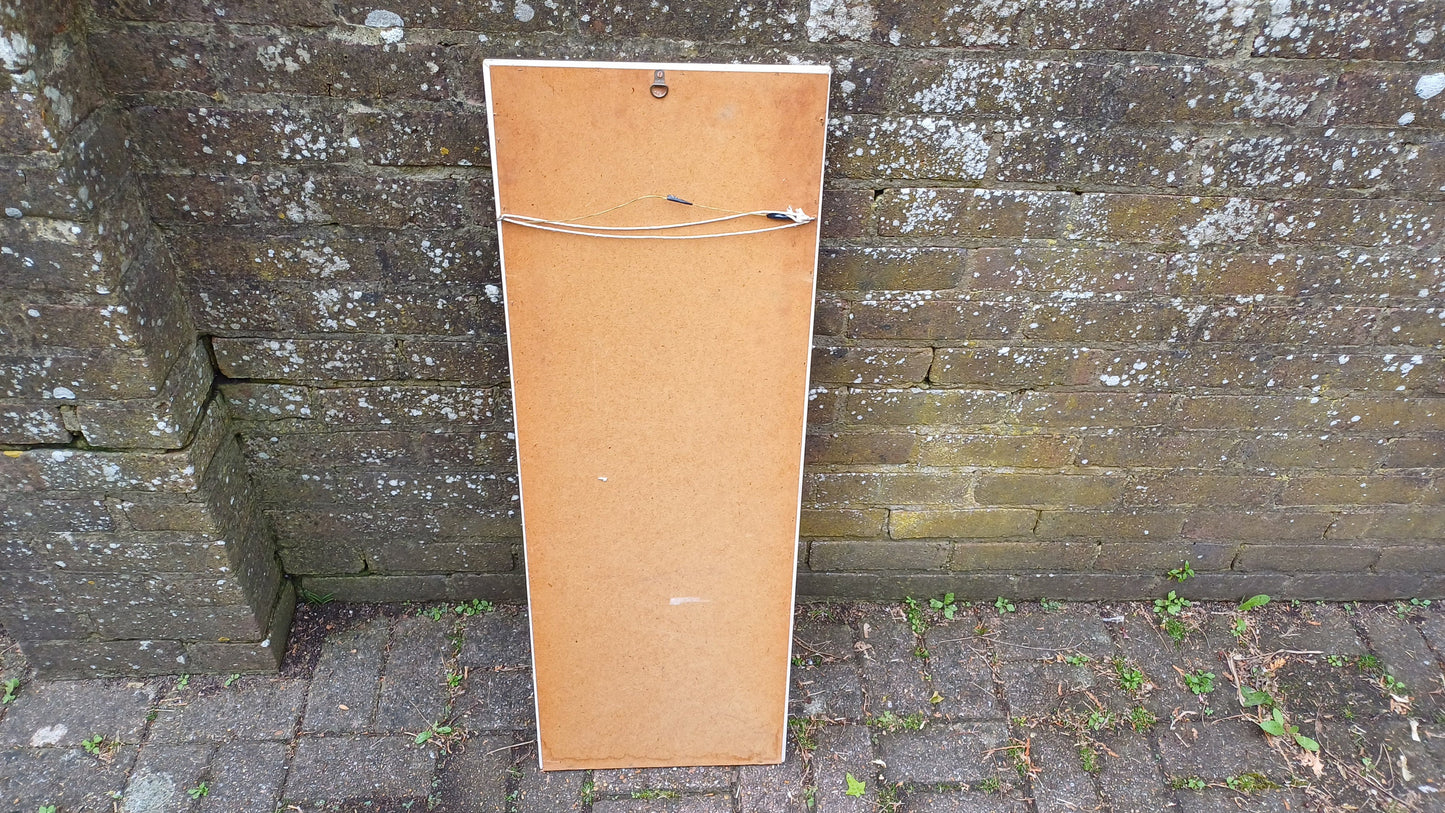 Long Painted Vintage 70’s White and Gold Wall Mirror