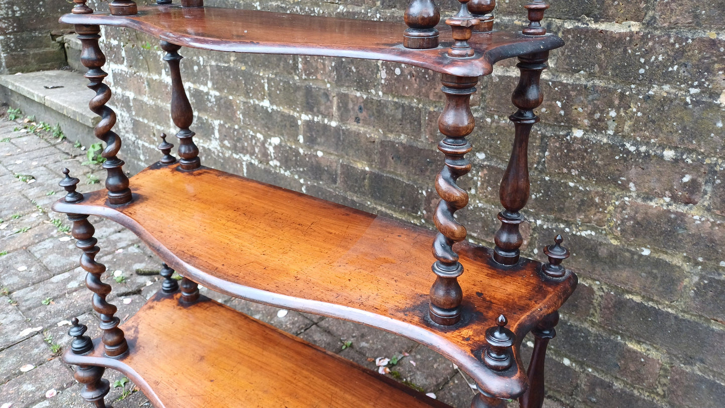 Exquisite Victorian Wot Not Graduated Shelves Turnings and Finials VGC