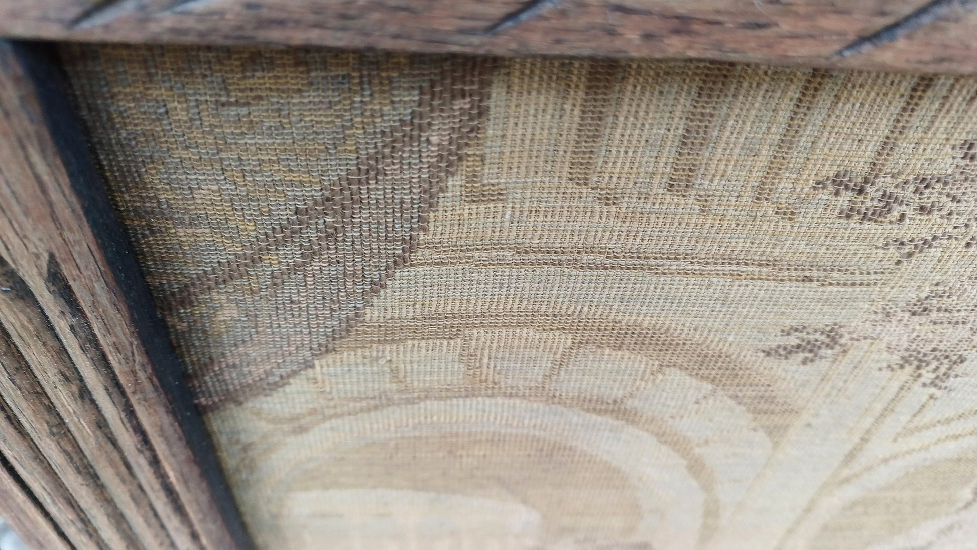 Superb Vintage Stripped Oak Tapestry Fire Screen