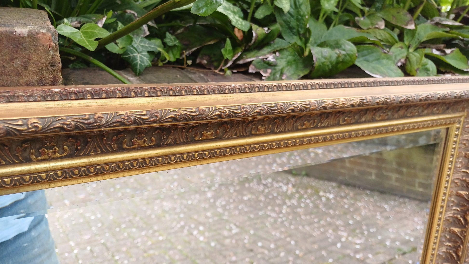 Huge Vintage 80s Gold Gilt Wall Mirror Bevelled.