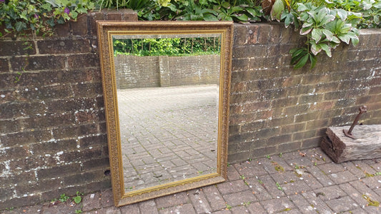 Huge Vintage 80s Gold Gilt Wall Mirror Bevelled.